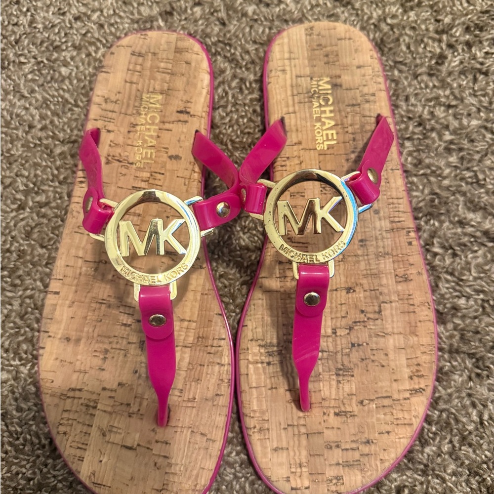Michael Kors Pink Sandals with Gold Accents